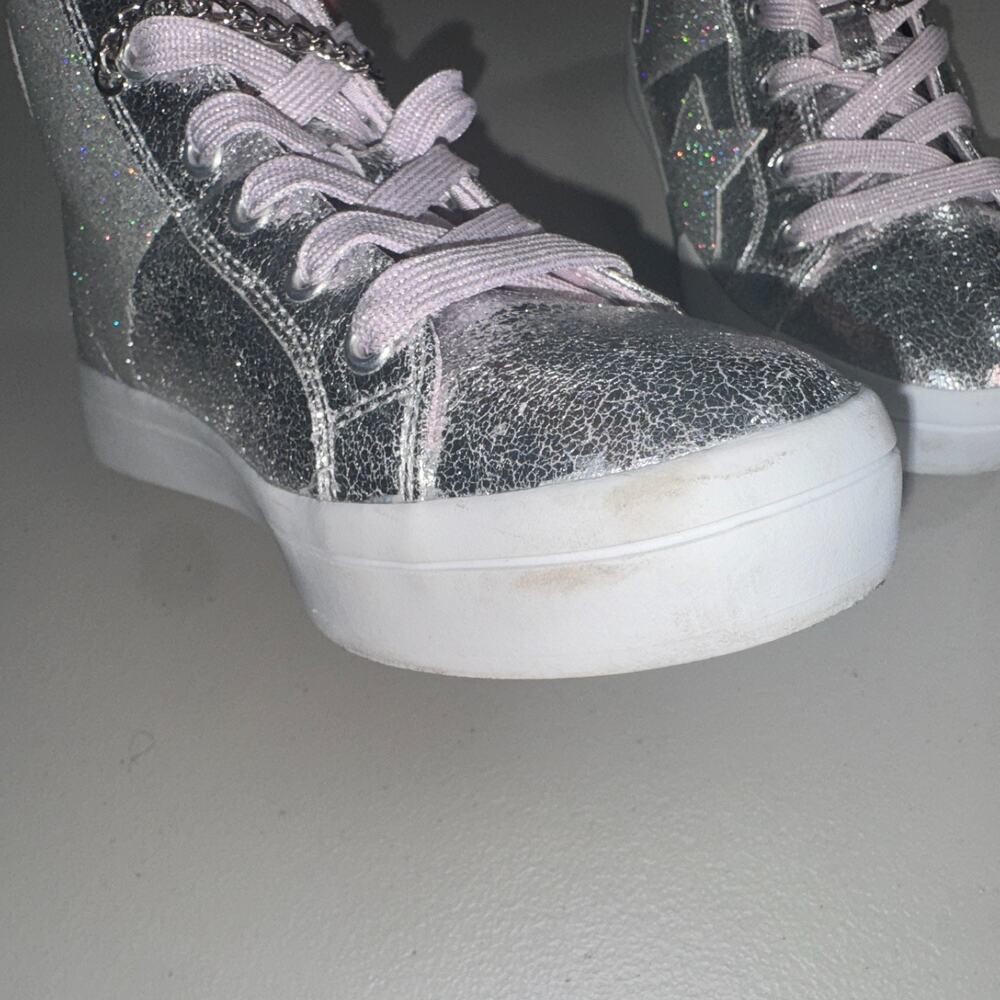 Skechers Los Angeles Girls 4 Glitter Sneakers Hi Top Metallic Casual School Bold - Picture 8 of 10